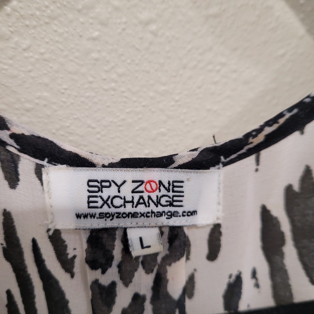 Spy Zone Exchange Women's SZ LG  Maxi Dress  flowy animal/ floral print tie belt - Picture 2 of 12